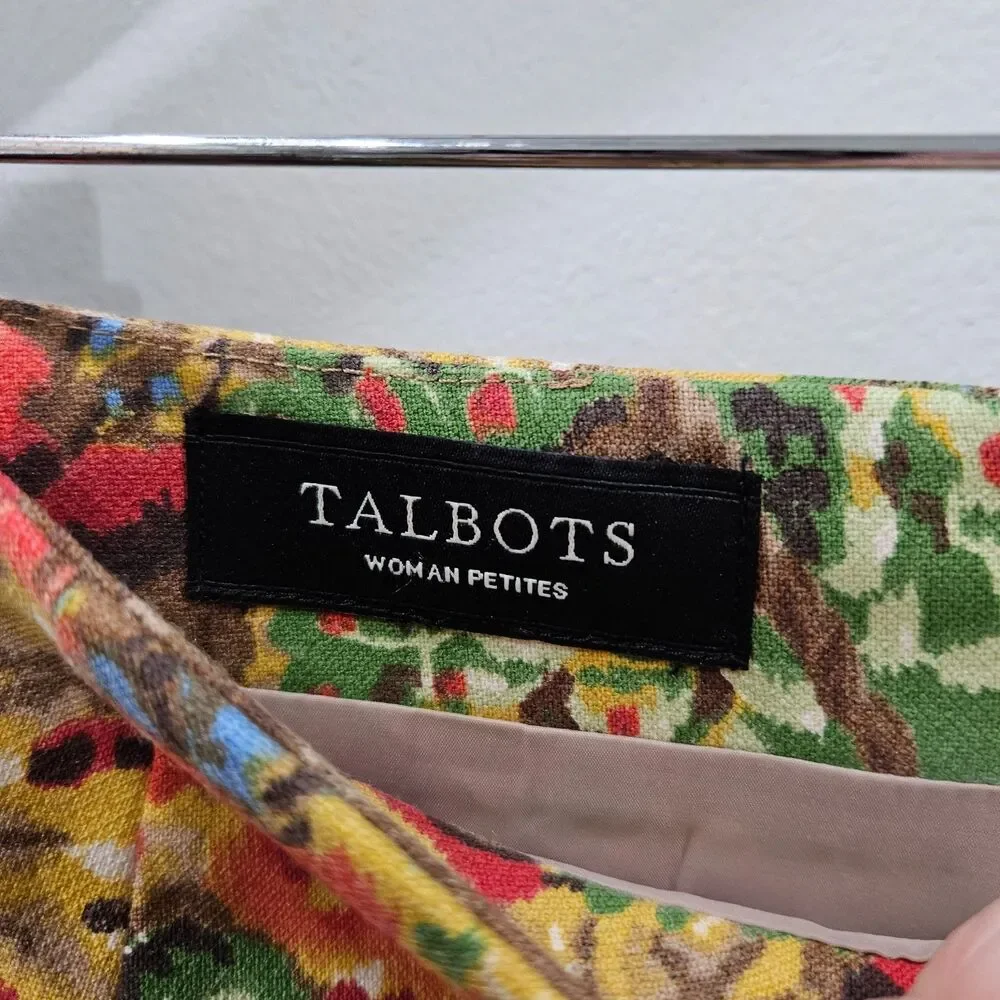 Talbots Womens Pencil Skirt 14P Multicolor Floral Fairy Romantic Feminine Boho